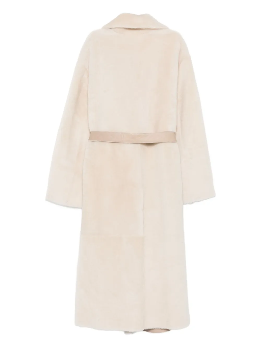 Manzoni 24 lamb-shearling belted coat - Beige