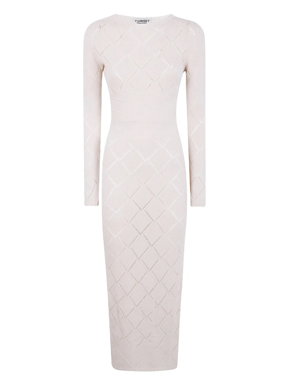 TWINSET diamond-pattern knit dress Beige