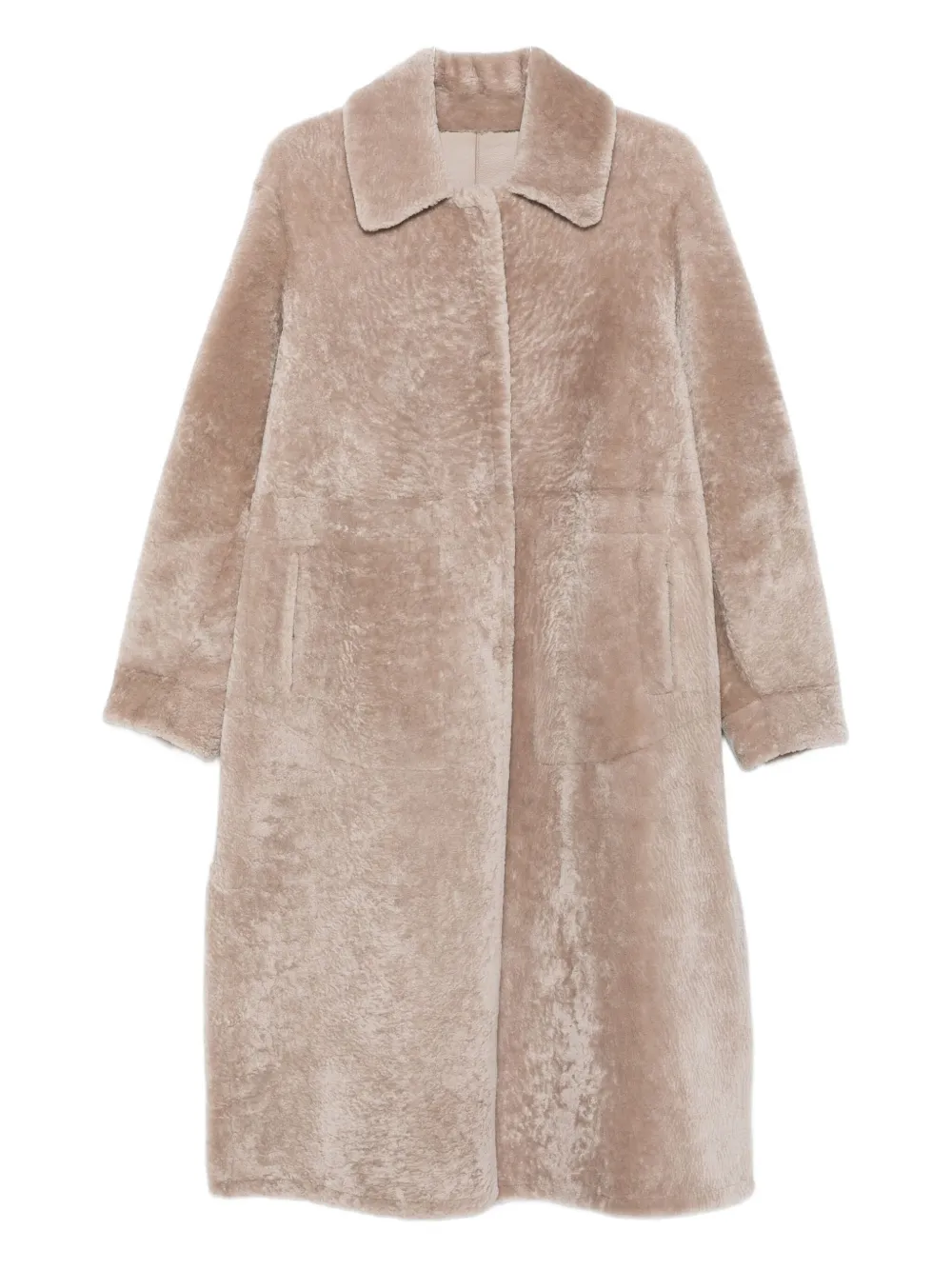 Manzoni 24 shearling collared coat - Toni neutri