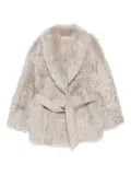Manzoni 24 leather-belt fur coat - Neutrals