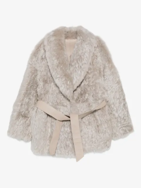 Manzoni 24 leather-belt fur coat