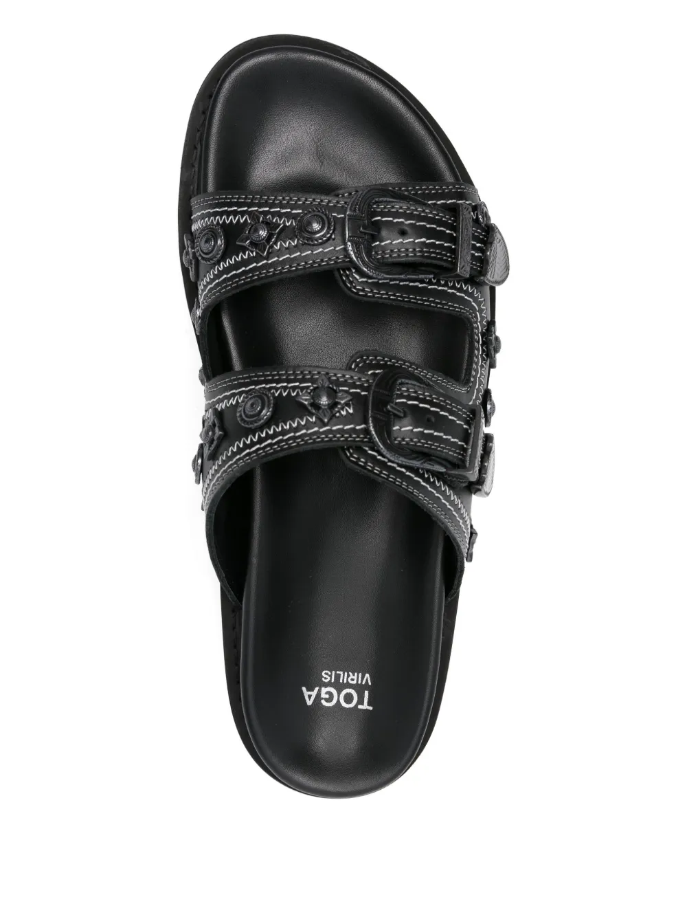 Toga Virilis buckle-embellished leather sandals Black