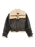 R13 shearling-collared belted jacket - Black