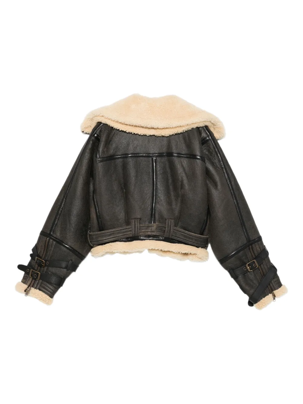 R13 shearling-collared belted jacket | Biker Jackets | Image 2
