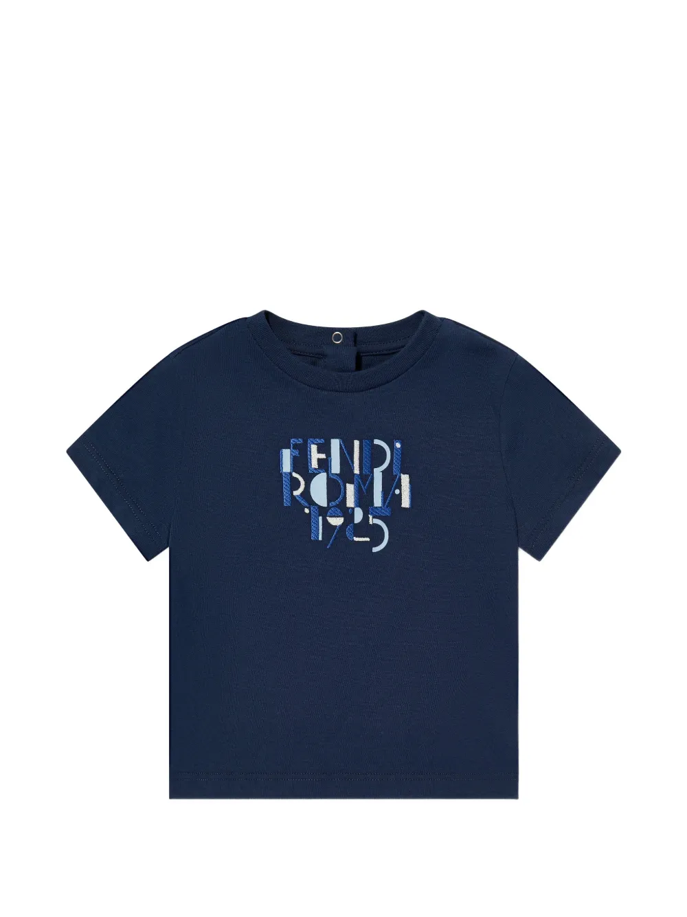 Fendi Kids logo-embroidery T-shirt - Blu