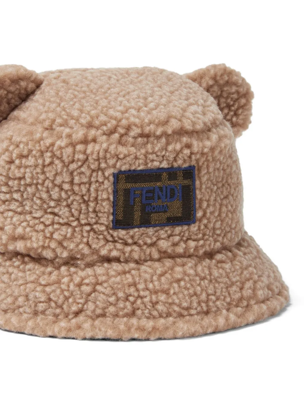 Fendi Kids Hoed met beerapplicatie Beige