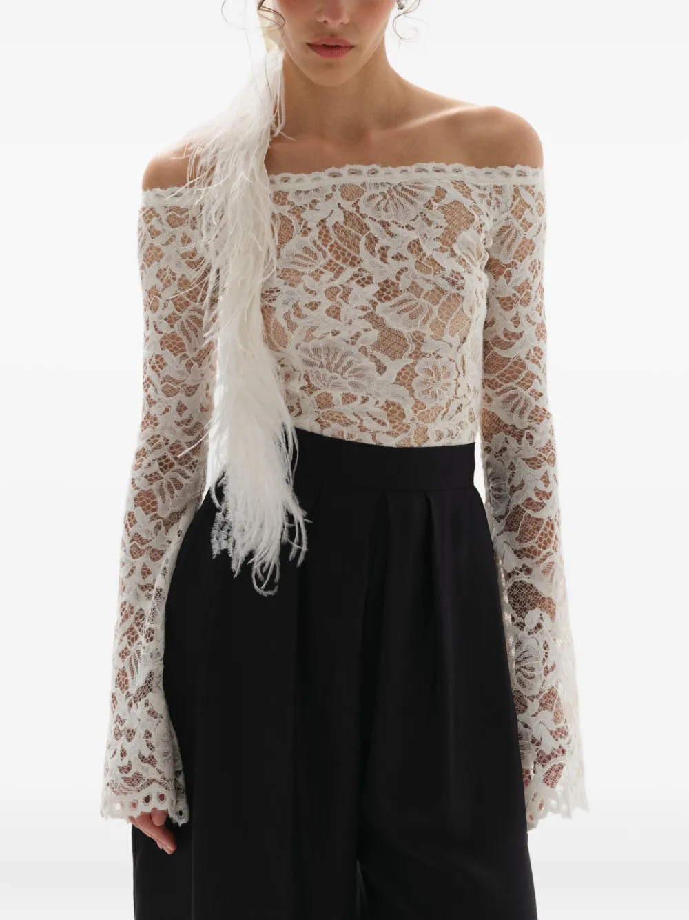 MANURI Nomi lace bell-sleeve top | White | Image 1