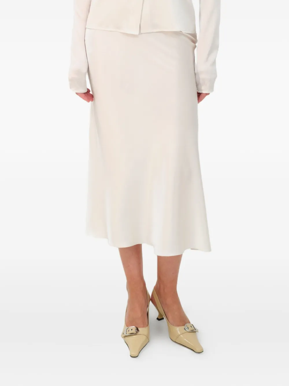 MANURI Tina bias-cut midi skirt | White | Image 1