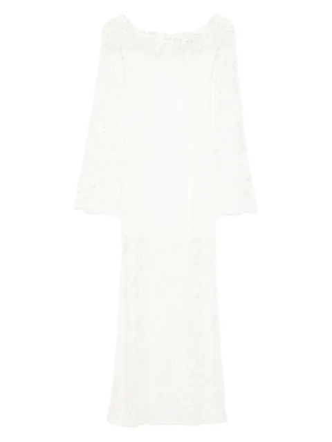 MANURÍ lace-embellished long-sleeve midi dress