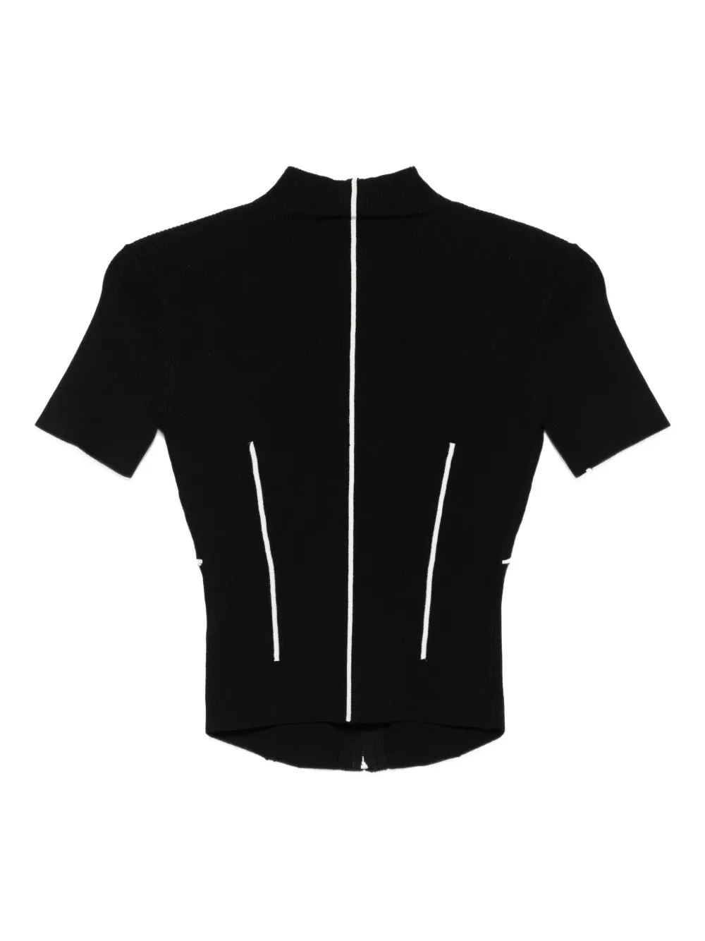 Patrizia Pepe zip-front ribbed top - Zwart