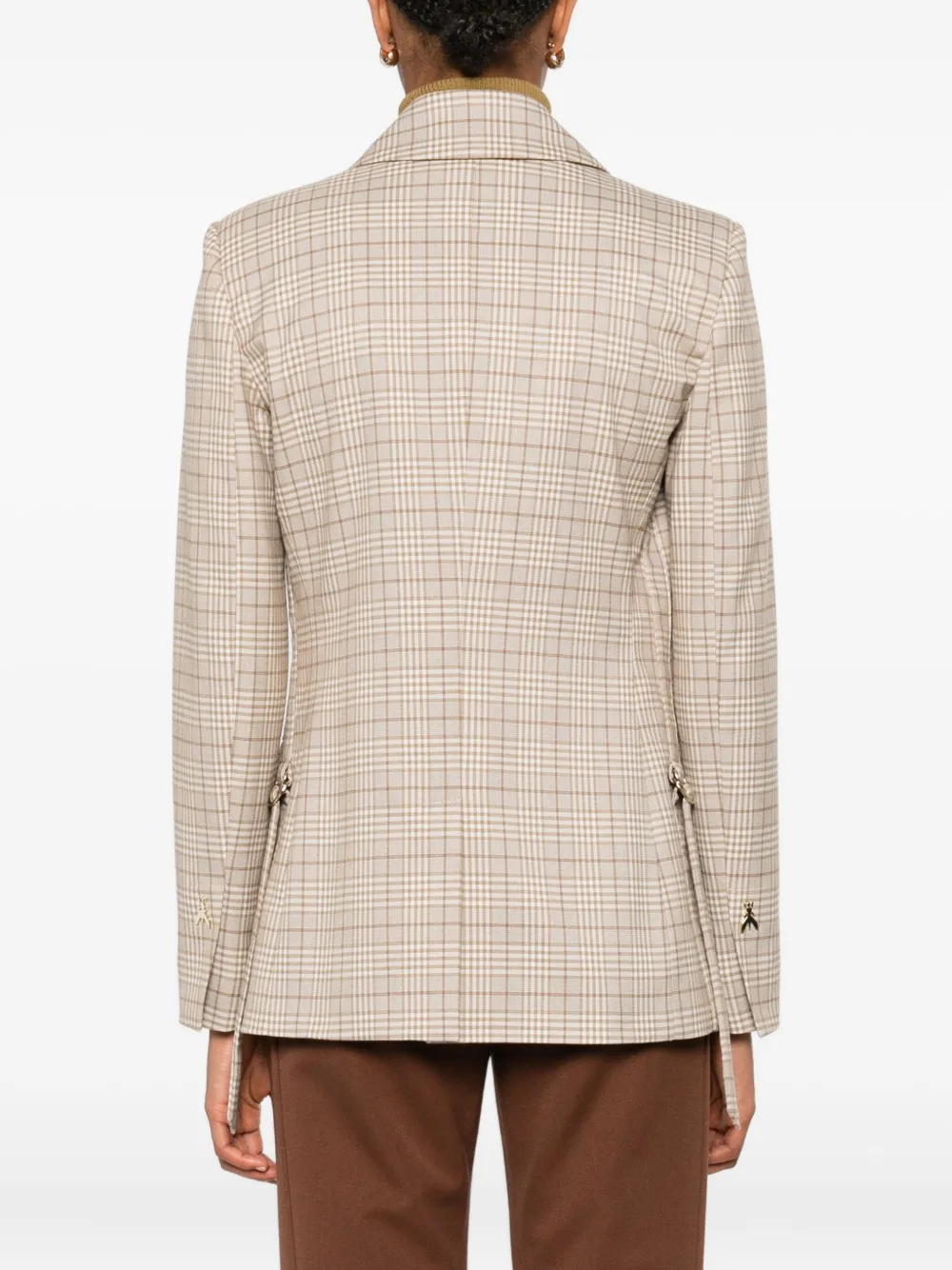 Patrizia Pepe Geruite blazer met twee knopen Beige