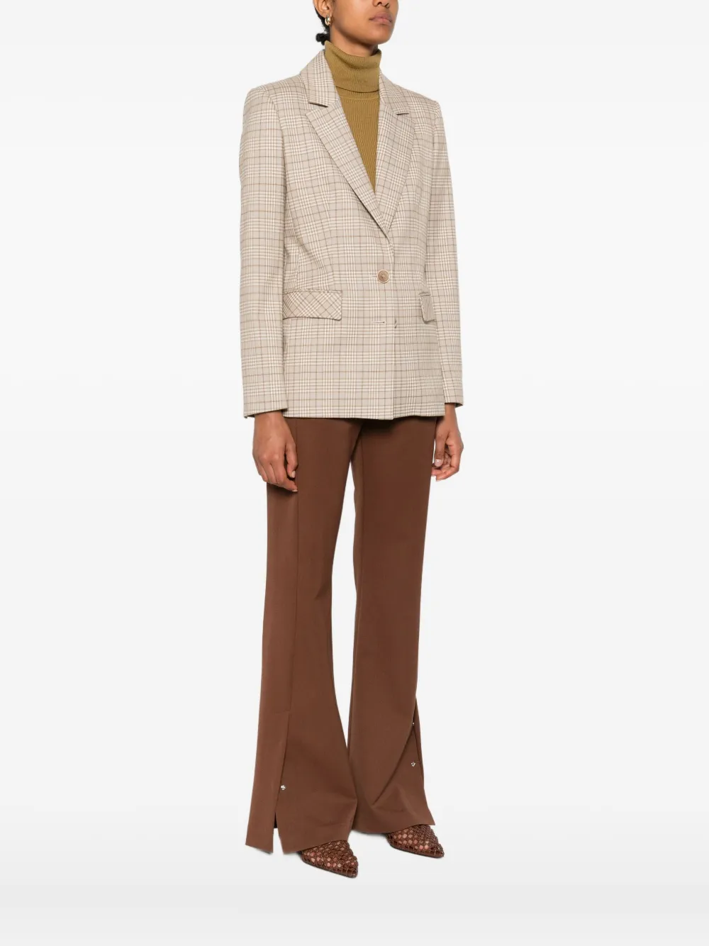 Patrizia Pepe Two-button Checked Blazer In Neutral