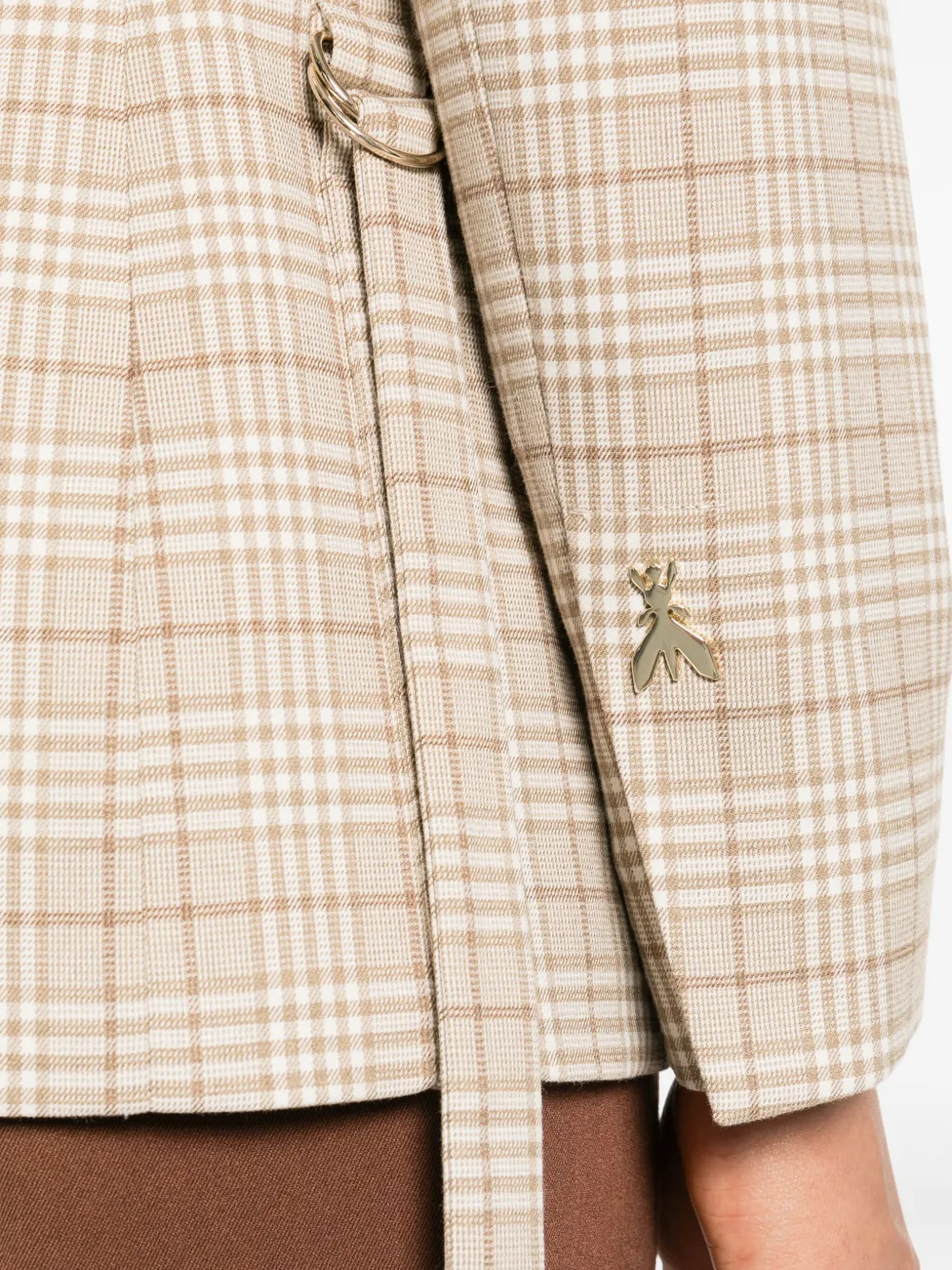Patrizia Pepe Geruite blazer met twee knopen Beige