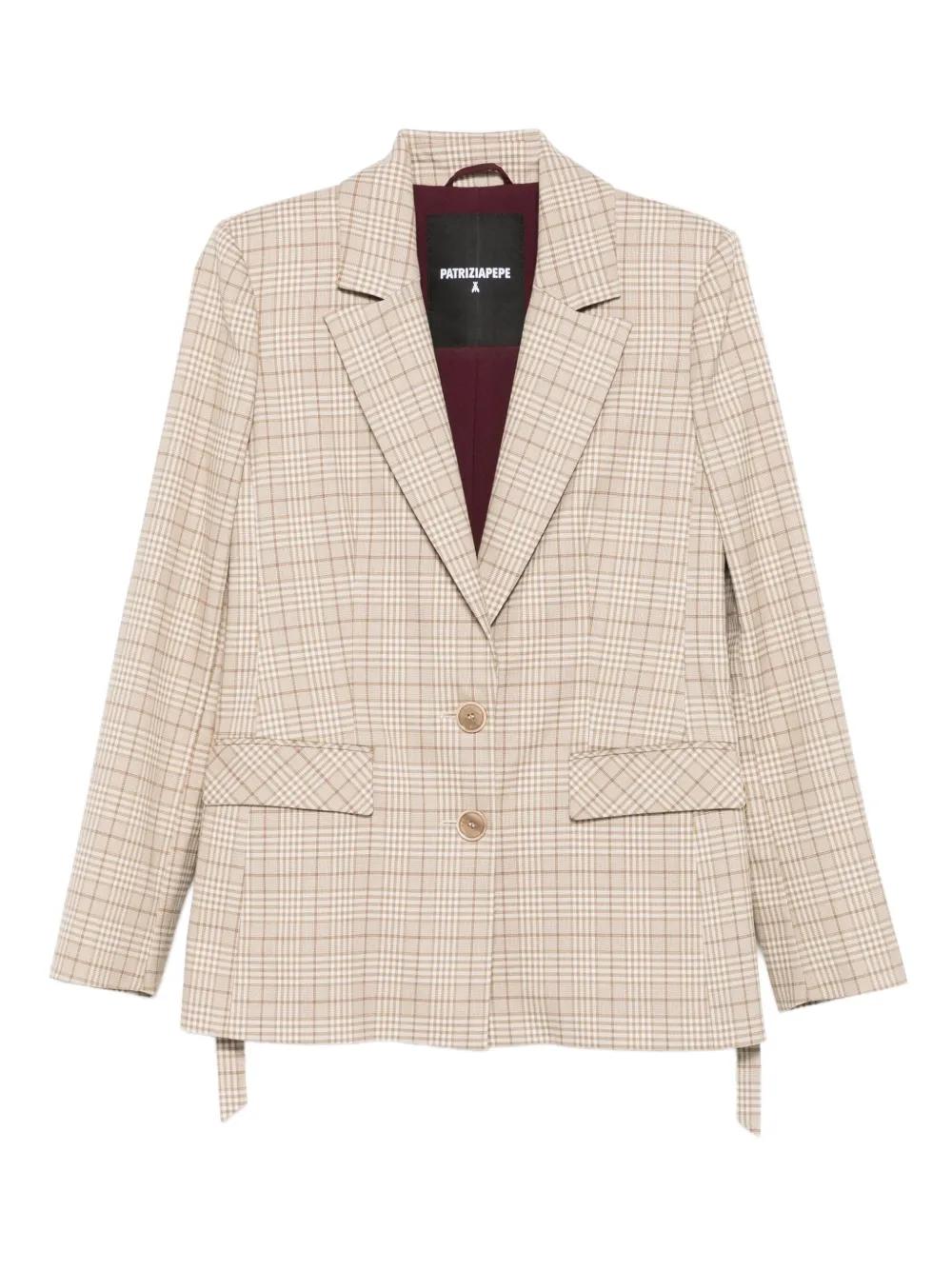 Patrizia Pepe Geruite blazer met twee knopen Beige