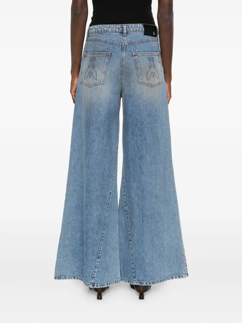 Patrizia Pepe Low waist jeans met wijde pijpen Blauw