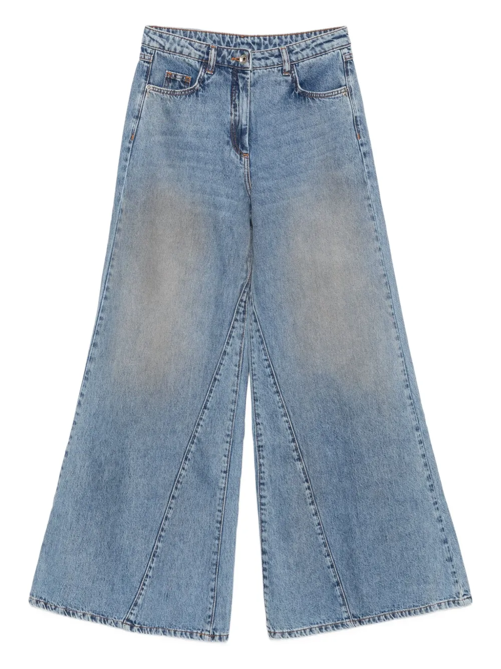 Patrizia Pepe Low waist jeans met wijde pijpen Blauw