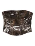 Patrizia Pepe coated zip-up corset - Brown