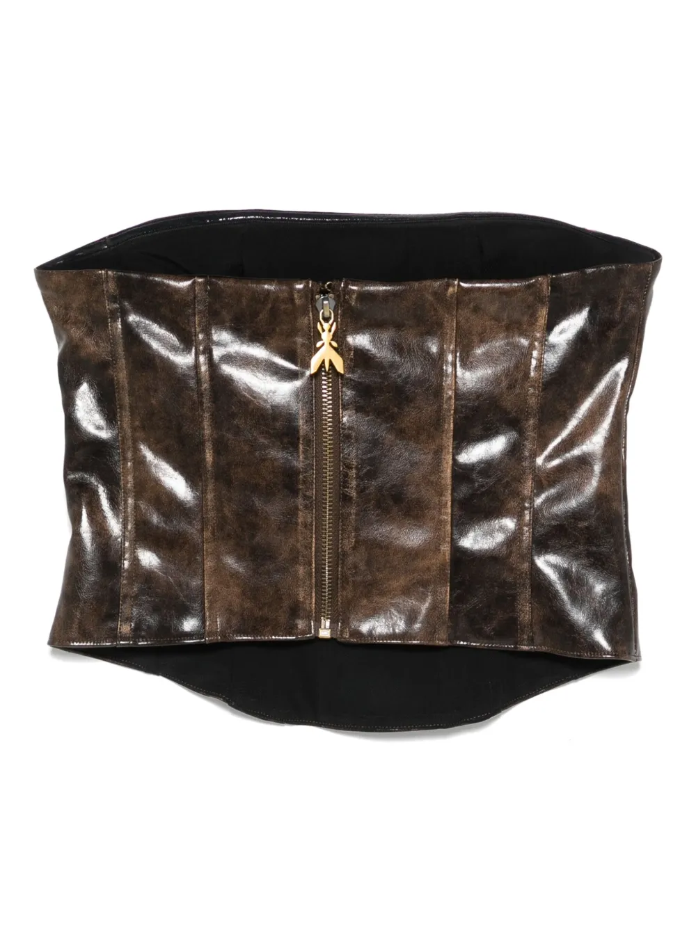 Patrizia Pepe coated zip-up corset - Bruin