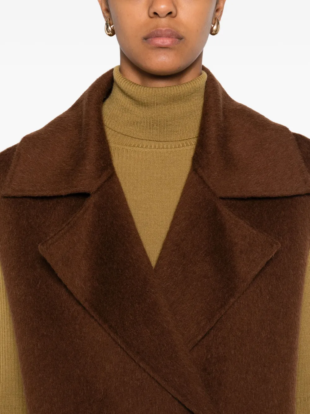 Patrizia Pepe Double-breasted Sleeveless Coat In Brown