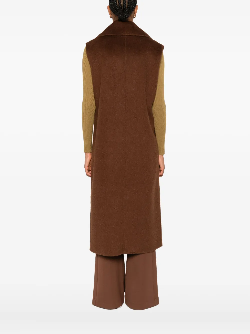 Patrizia Pepe Double-breasted Sleeveless Coat In Brown