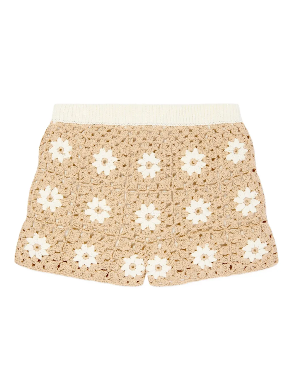 ZIMMERMANN Kids crochet flower shorts Beige