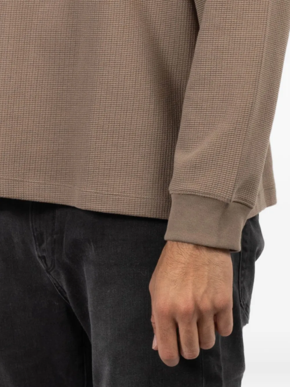 Frame Waffle Long-sleeved Sweater In Brown
