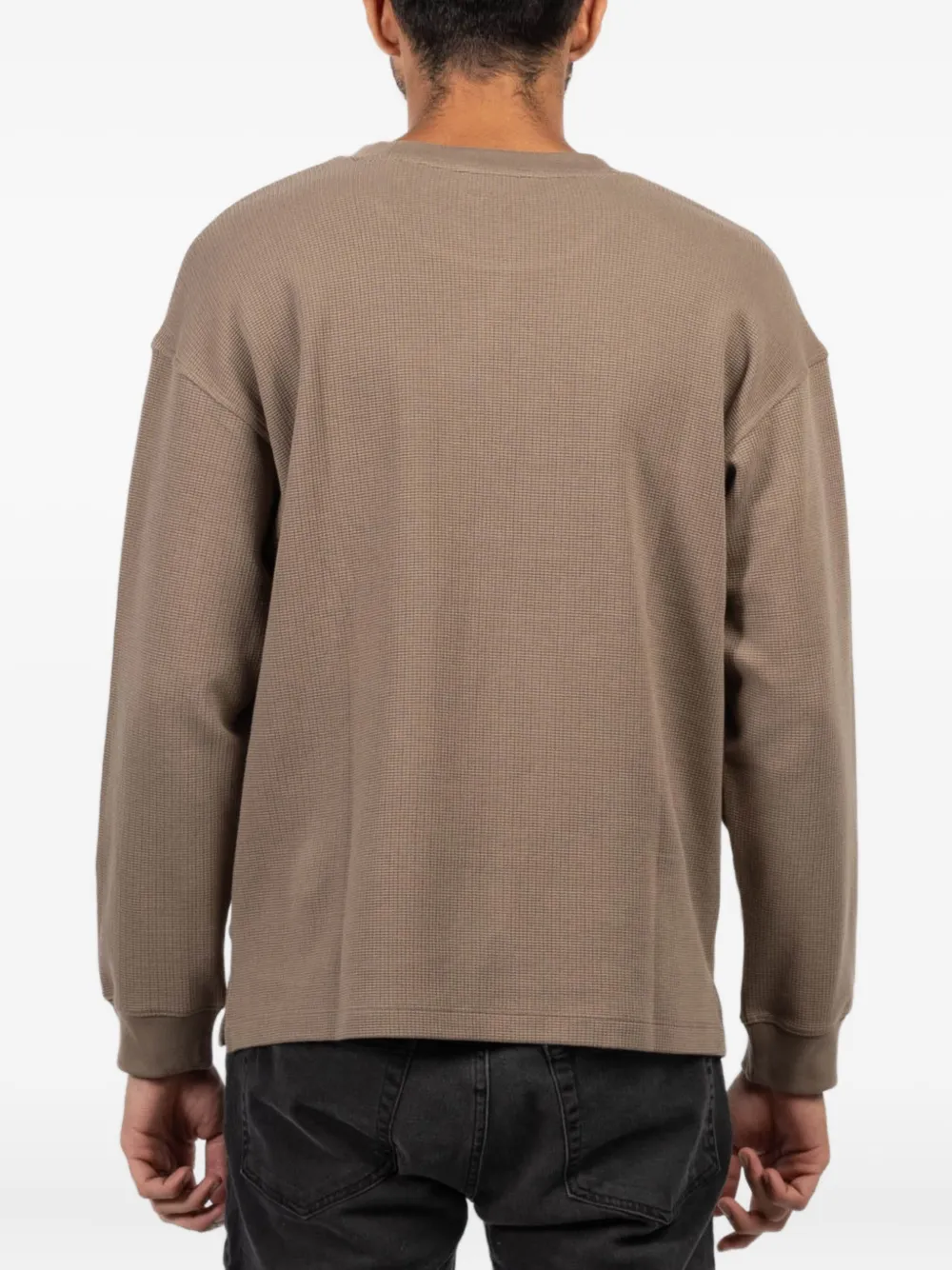 Frame Waffle Long-sleeved Sweater In Brown