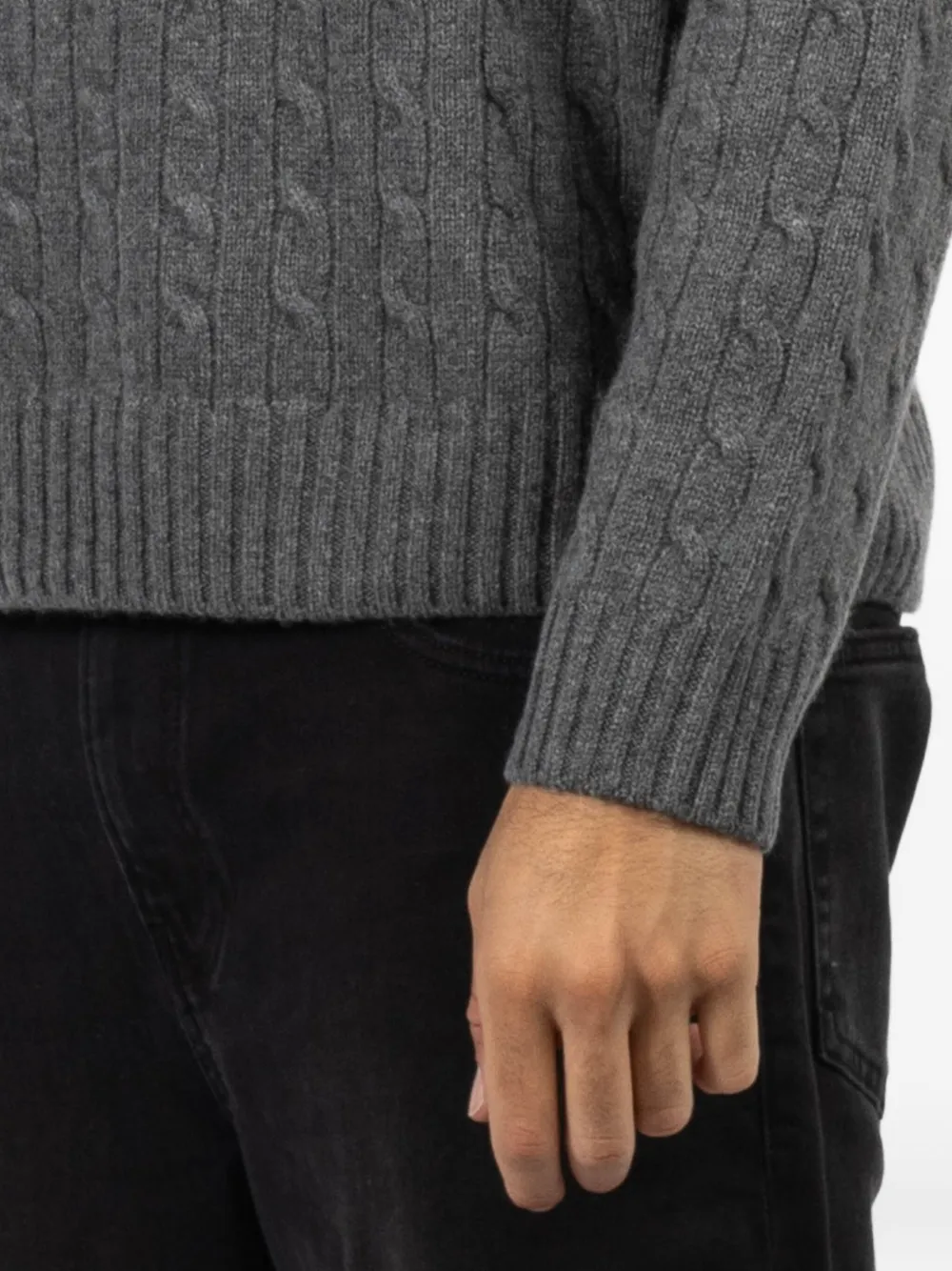 FRAME Kabelgebreide trui met ronde hals Grijs