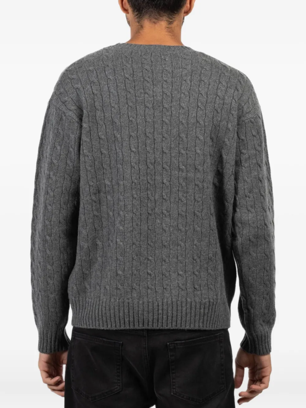 FRAME Kabelgebreide trui met ronde hals Grijs