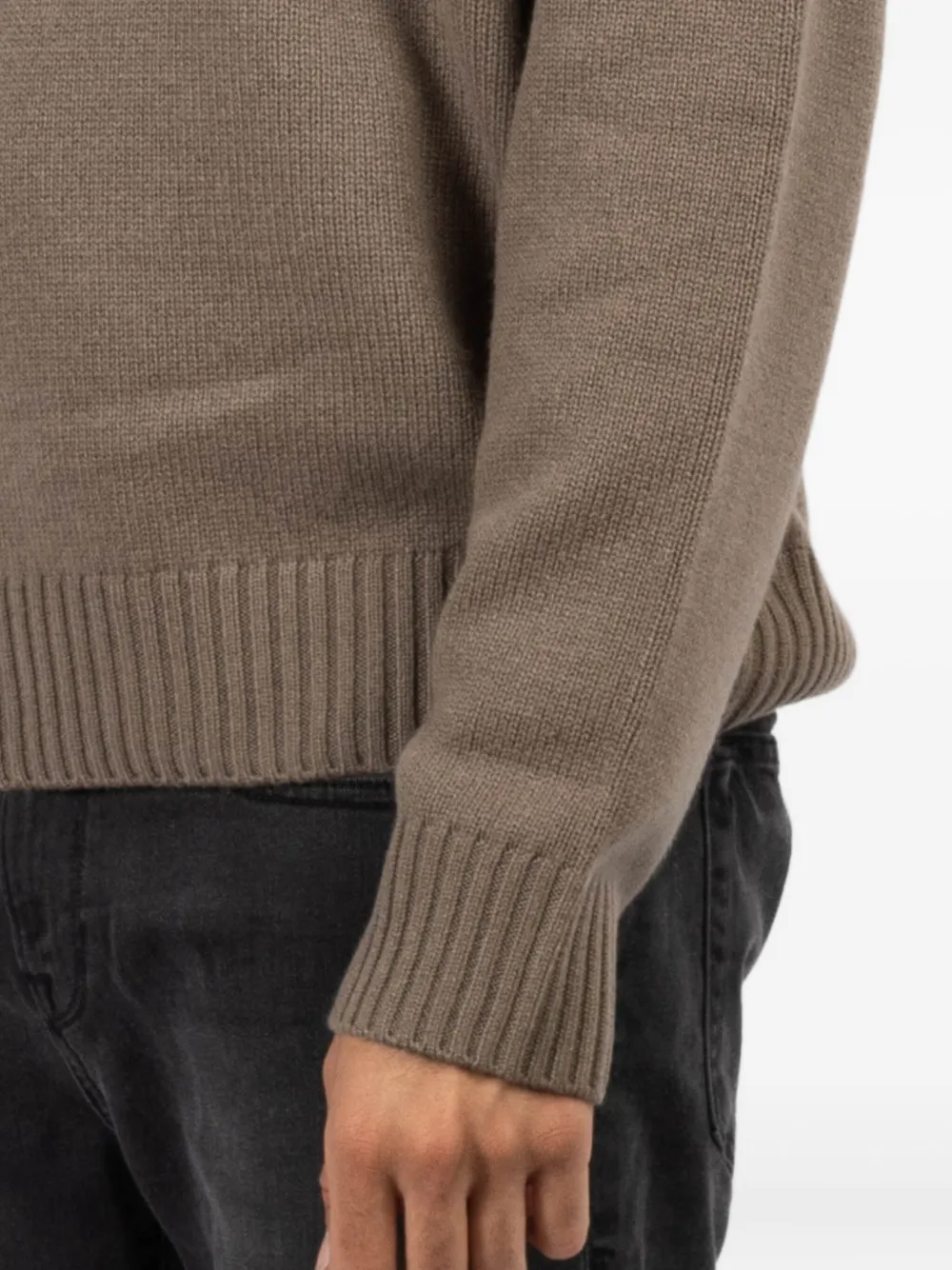 Frame Cashmere Crew Neck Sweater Latte Brown In Brown