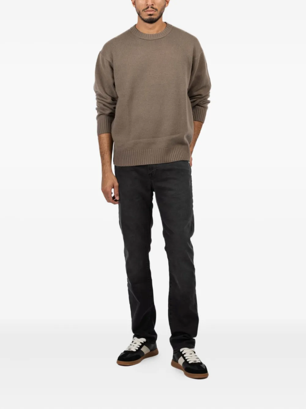 Frame Cashmere Crew Neck Sweater Latte Brown In Brown