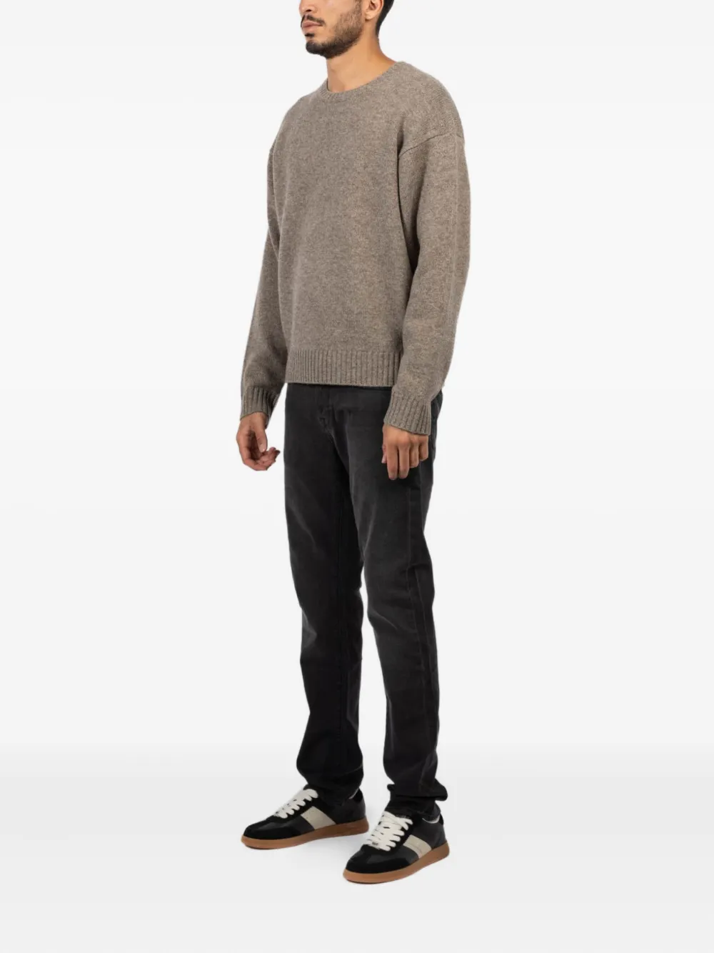 Frame Ribbed Knit Sweater In Brown
