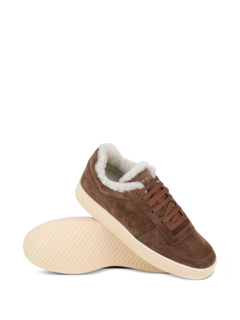 Officine Creative Suède sneakers met lammy afwerking Bruin