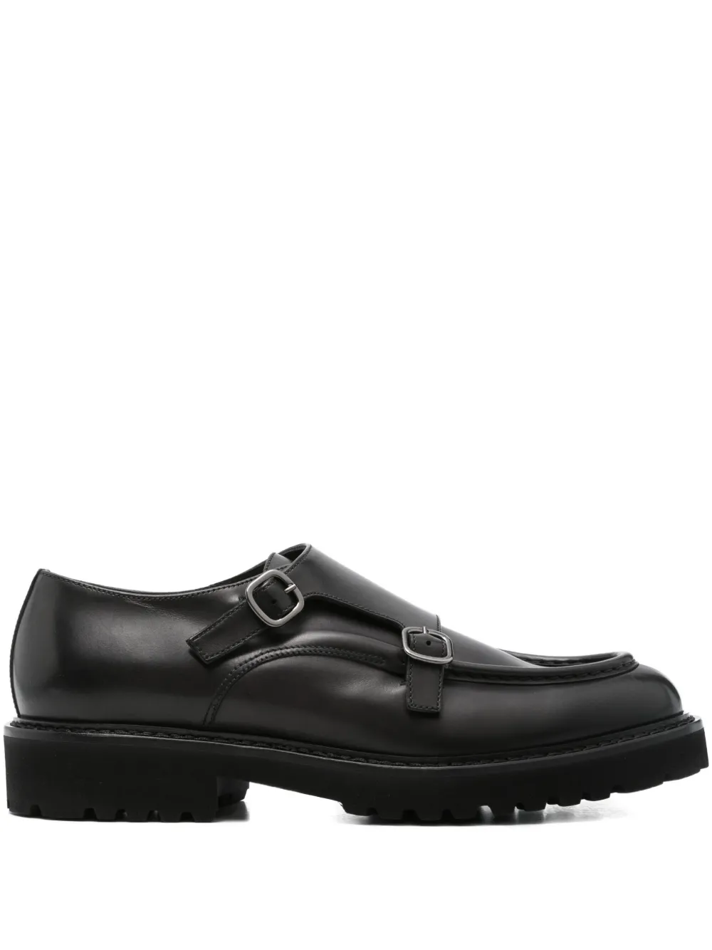 Doucal's double-buckle monk shoes Black