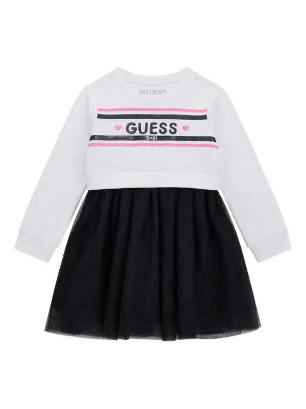 Guess Abito Bambina Cotone Biologico - Manica 3/4 - Logo Triangolo In Lamina - Taglia Unica - 5