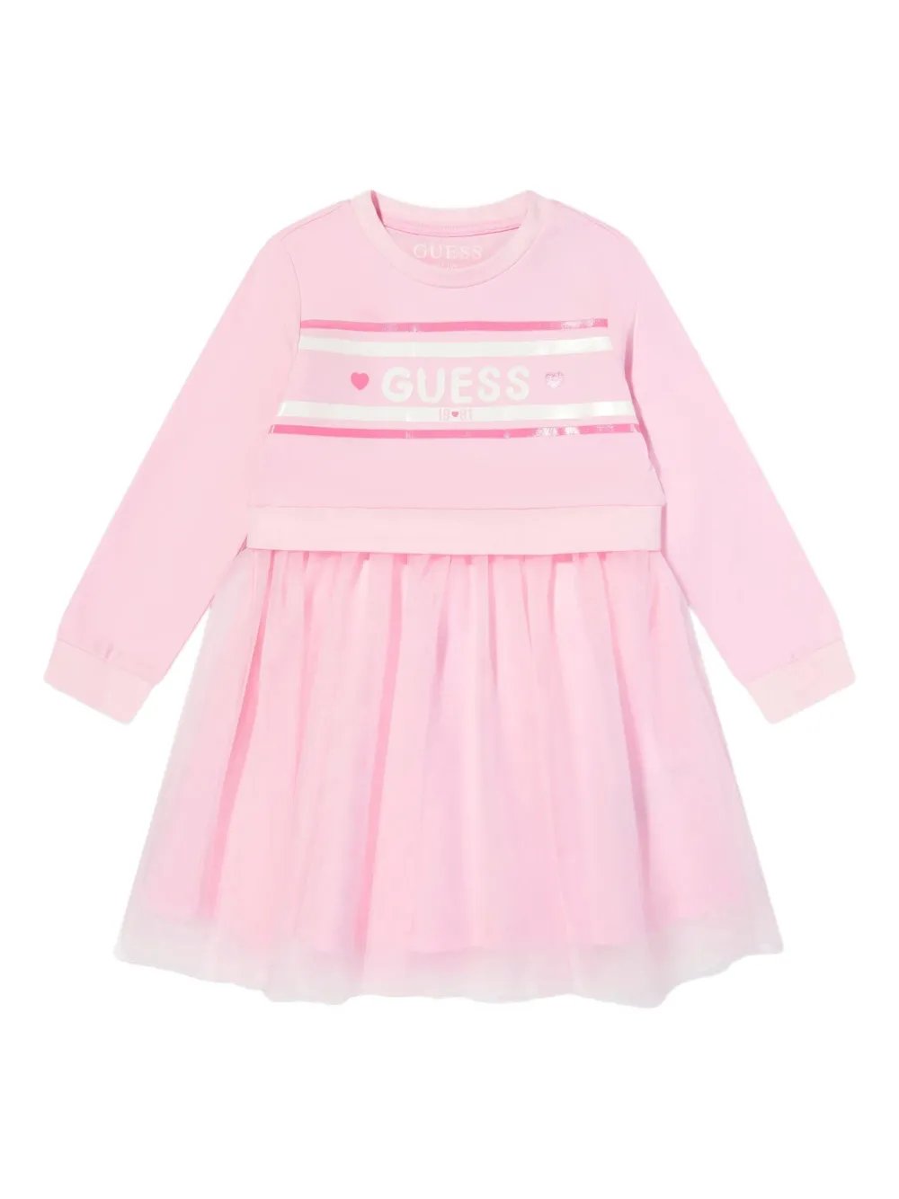 guess kids チュールオーバーレイ スウェットワンピース - ピンク guess kids チュールオーバーレイ スウェットワンピース - ピンク