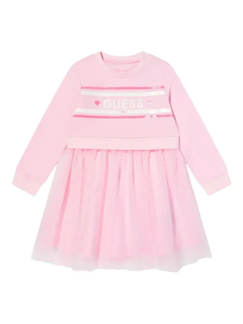 guess kids tulle-overlay sweatshirt dress
