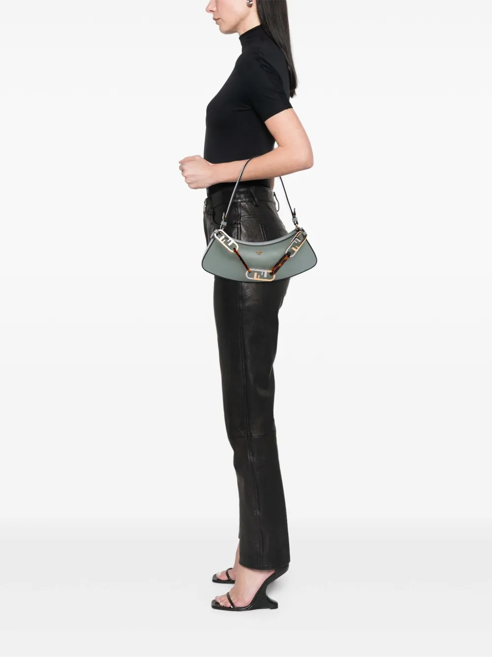Pre-owned Fendi 2010-2025 Leather O'lock Swing Satchel In Green