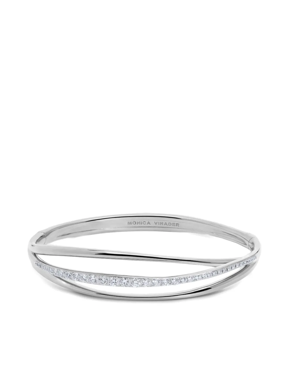 Monica Vinader Diamond Wrap Bangle Bracelet In Silver