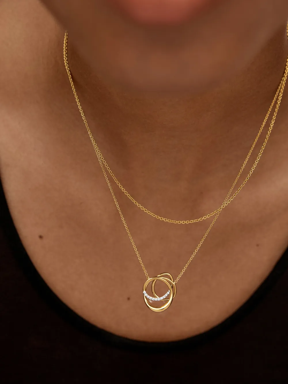  Monica Vinader Interlocking-circles Diamond Necklace - Gold 