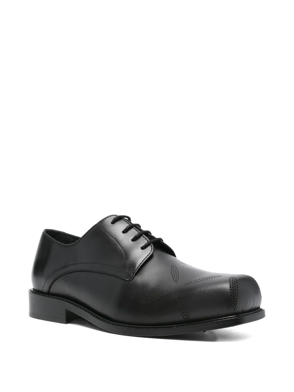 Stefan Cooke slashed square toe derby shoes Black
