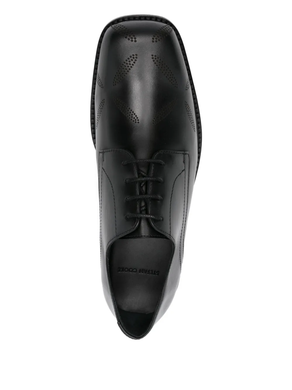 Stefan Cooke slashed square toe derby shoes Black