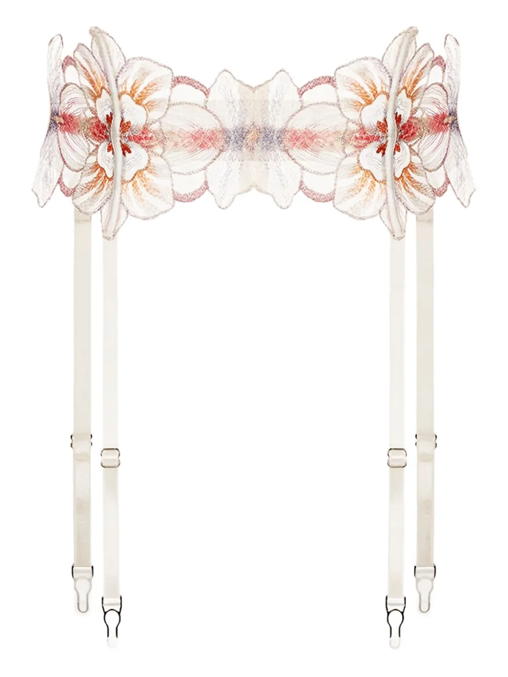 Zhilyova floral-embroidery garter belt | Neutrals | Image 1