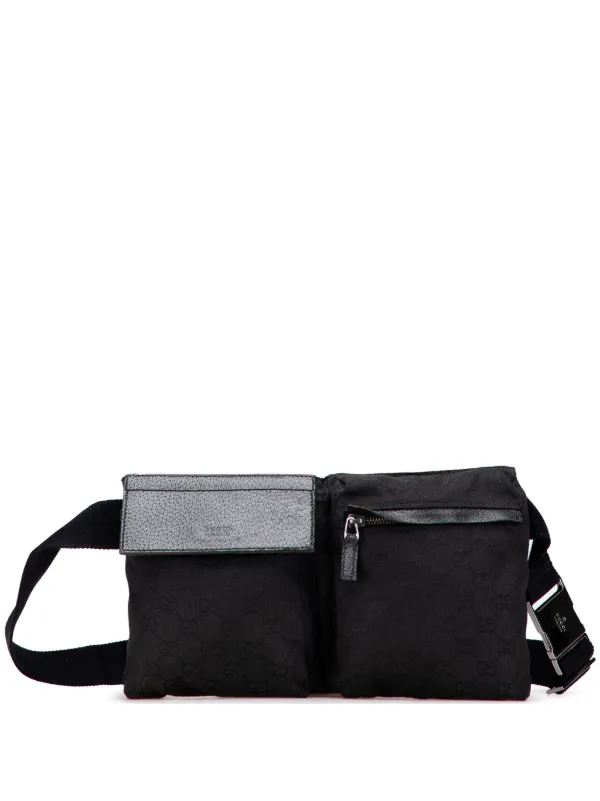 GUCCI GGキャンバス ダブル ポケット ベルトバッグ キャンバスボディ Gucci Pre-Owned 2000-2015 GGキャンバス ダブル ポケット