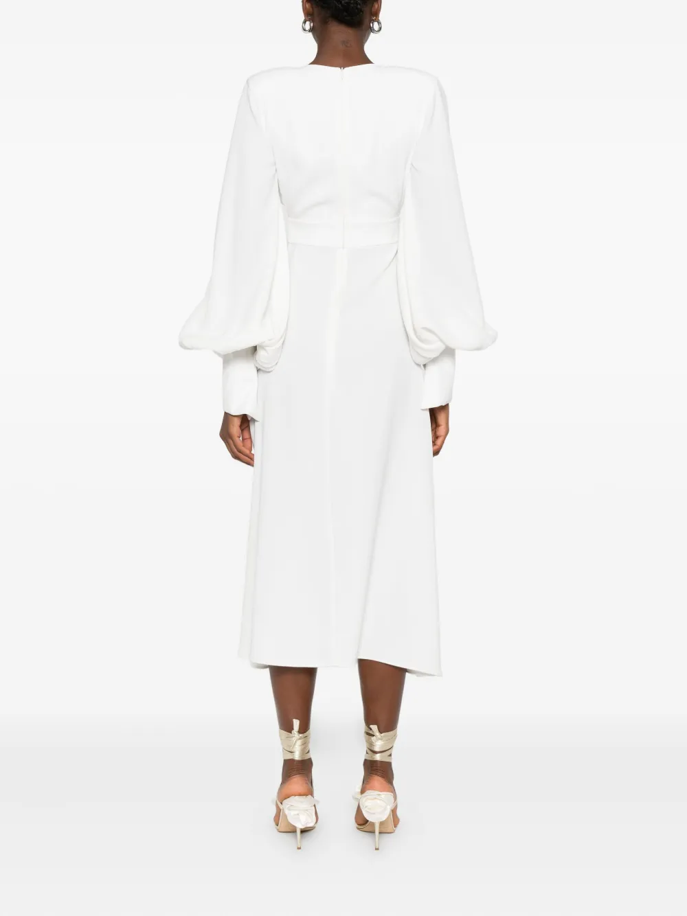 Vestiaire d'un Oiseau Libre Venice midi-jurk met V-hals Wit