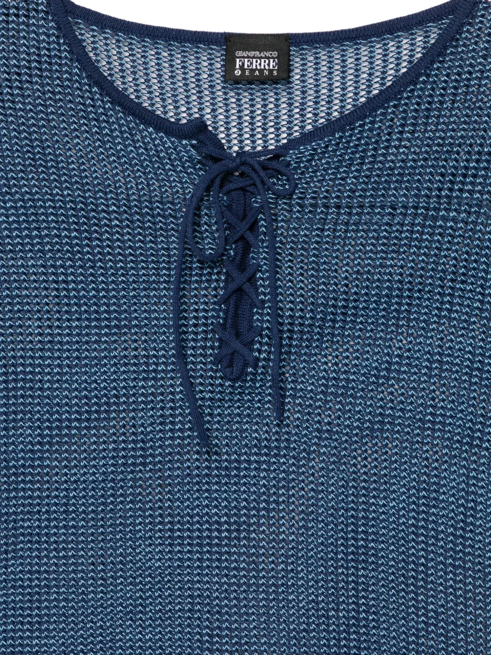 Pre-owned Gianfranco Ferre 2000s Open-knit Sweater In Blue