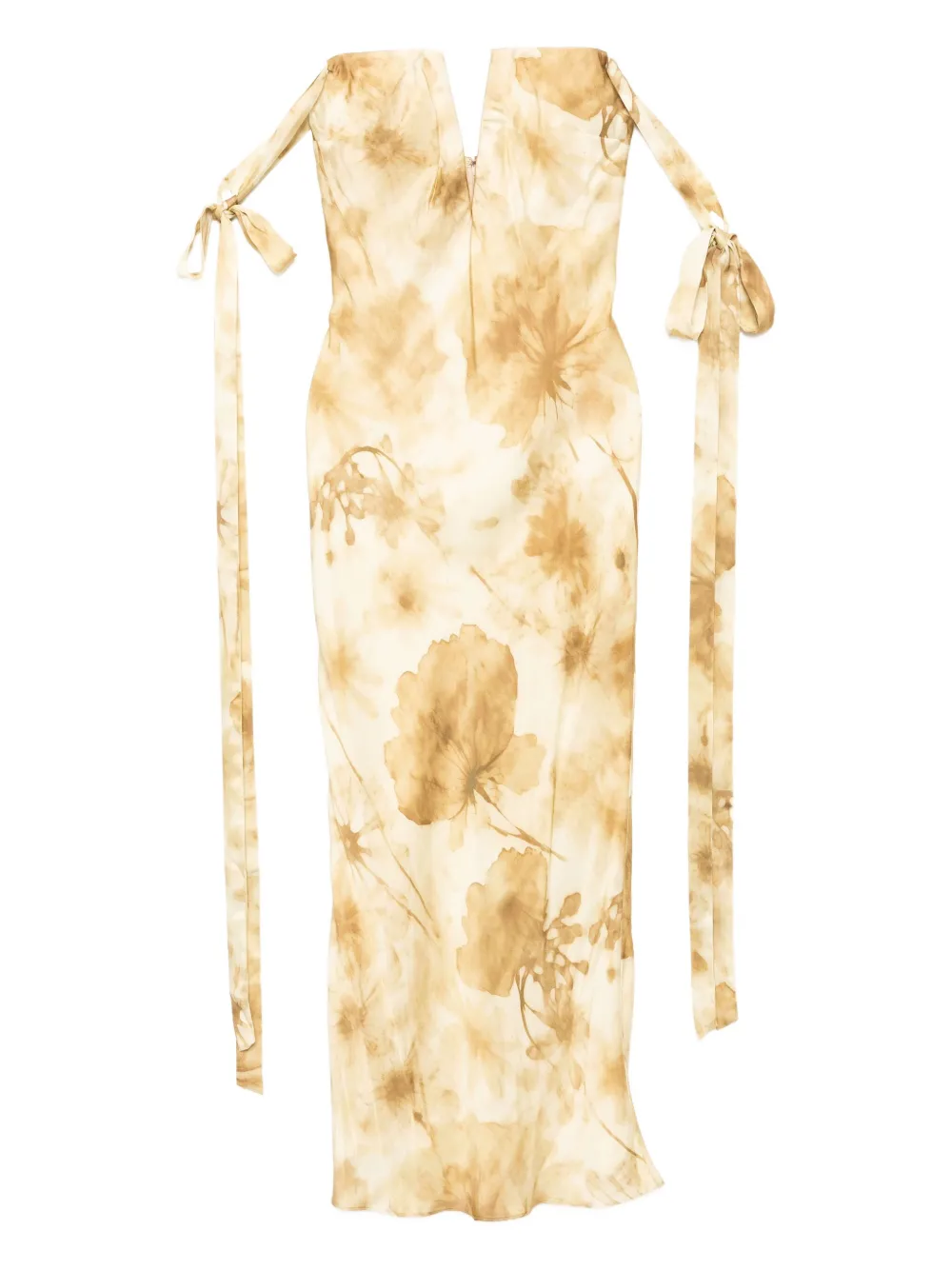 Alejandra Alonso Rojas Floral-print Plunging Gown In Yellow
