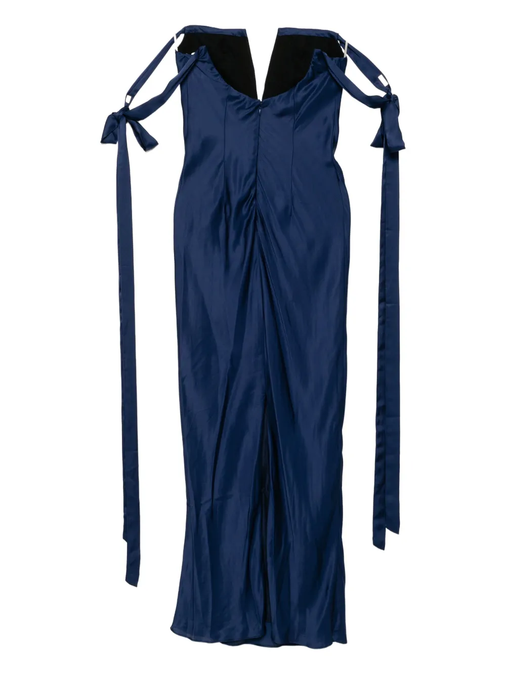 Alejandra Alonso Rojas Plunging Bias-cut Gown In Blue