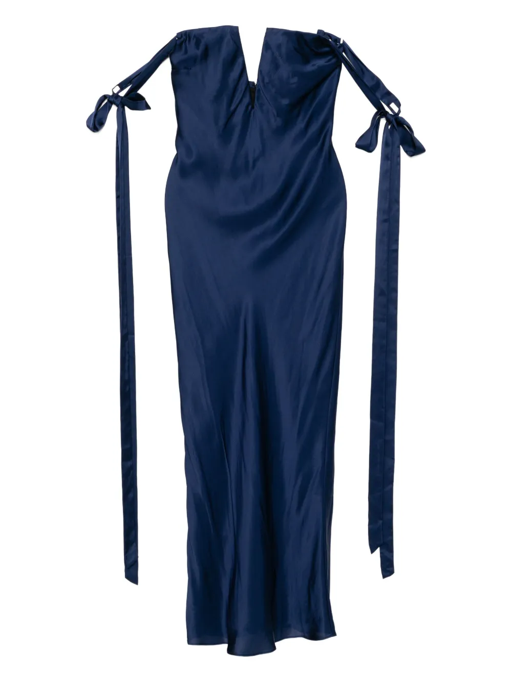 Alejandra Alonso Rojas Plunging Bias-cut Gown In Blue