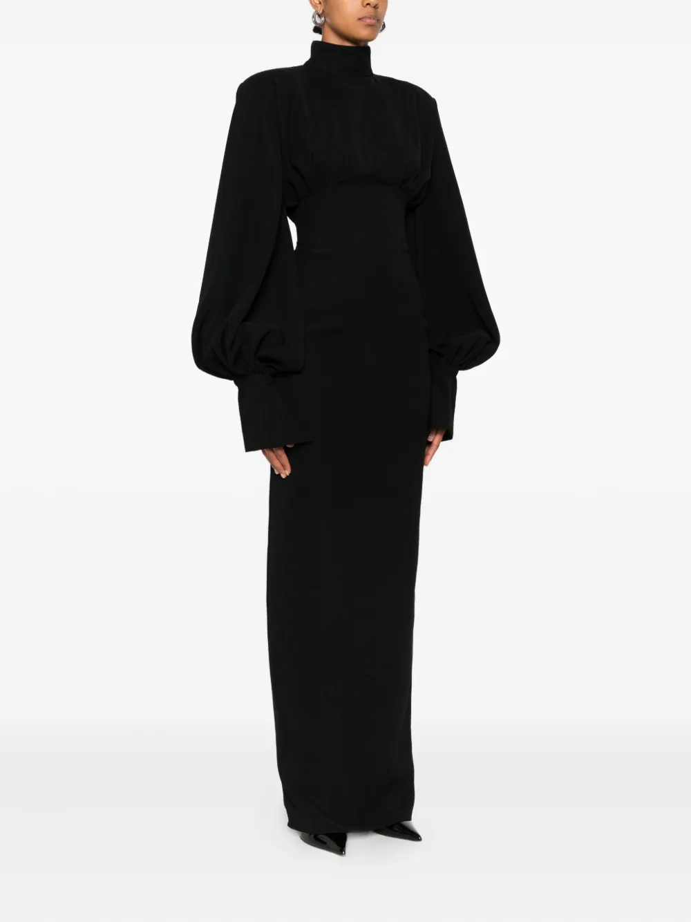 Vestiaire d'un Oiseau Libre high-neck bell-sleeve maxi dress - Zwart